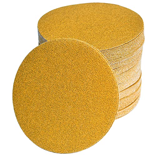 6-Inch No-Hole Hook and Loop Gold Sanding Discs 60-Grit, 100-Pack - size: 60 Grit