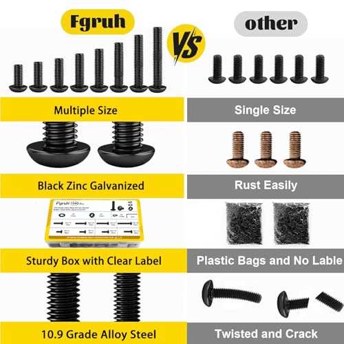 1080PCS M3 Button Screws Assortment Kit, M3x6/8/10/12/16/20/25/30 mm - size: M3 1080pcs