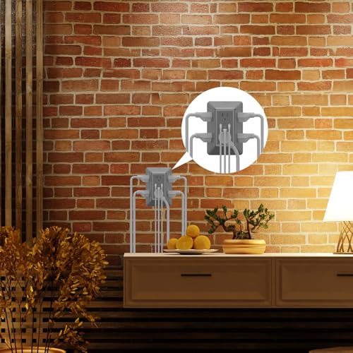 Multi Plug Wall Outlet Night Light, POWRUI 6 Outlet Extender & 3 USB Ports - color: Grey(6Outlets/Night Light), size: 2U1C