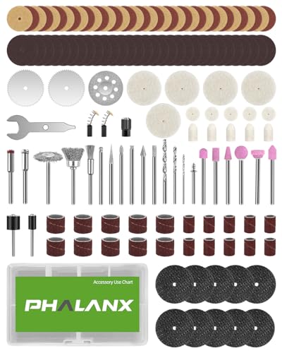 PHALANX Rotary Tool Accessories Kit,142 Pieces Universal rotary tool Bit Set for Easy Cutting, Polishing, Sanding, Grinding, Sharpening, Engraving, Carving, Drilling PRA1420