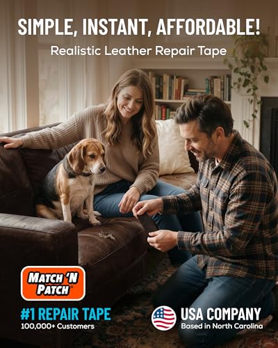 MATCH 'N PATCH Dark Brown Leather Repair Tape, 2.25" x 15' for Furniture - color: Dark Brown, size: 2.25" x 15'