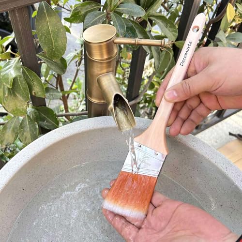 Narrow Paint Brush Long Wood Handle Angled Sash Stain Brush Set