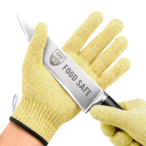 A5 Cut Resistant Gloves, Food Grade Kitchen Safety Gloves - color: Beige, size: Small