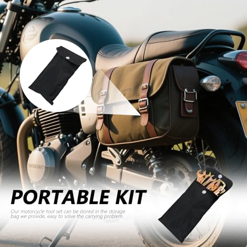 8PCS Motorcycle Tool Kit,Practical Motorcycle Tools Kit Set Includes Pliers/Double Head Spark Plug Socket/Screwdriver/Wrench/Storage Bag,Portable Dirt Bike Tool Kits