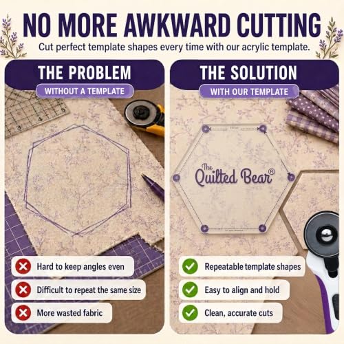 The Quilted Bear Pentagon Quilting Templates, Set of 8 - size: Pentagon