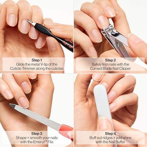 Revlon Manicure Essentials Kit with Travel Case, Black, 4 Count