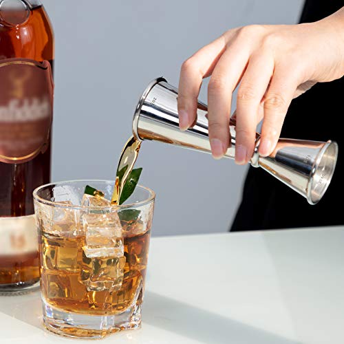 Briout Double Cocktail Jigger for Bartending, 2 OZ & 1 OZ, Rolled Edge - color: Silver, size: Rolled Edge-1oz/2oz-1PC