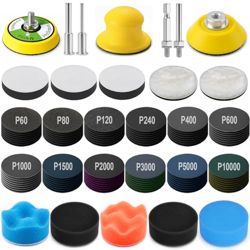 137PCS 2 Inch Sanding & Polishing Kit, Hook and Loop Backing Pads for Drill - size: 2 Inch