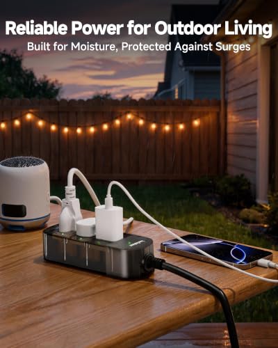 Outdoor Power Strip Weatherproof, 3 AC Outlets, 15FT Extension Cord - size: 15FT