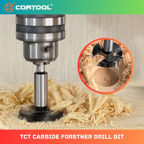 Forstner Drill Bit 1-3/8 Inch, Triple-Flute Carbide Tipped Forstner Bit for Hard Wood, Soft Wood, Veneered Plywood, Plastic, Drilling Hole Saw Woodworking Hinge Cutter Tool - style: 1-3/8 Inch