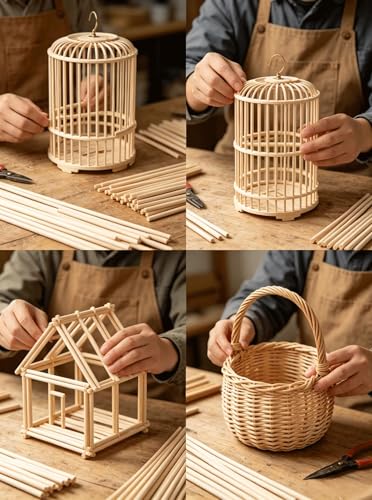 100PCS 1/8 x 6 Inch Dowel Rods Wood Sticks Wooden Dowel Rods - Unfinished Natural Wood Craft Dowel Rods - for Crafts and DIY