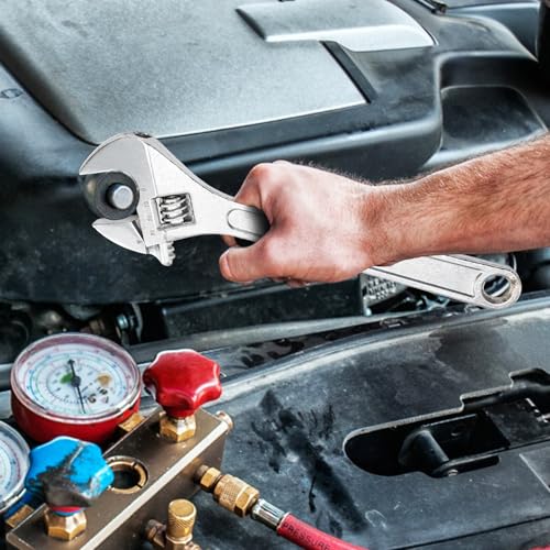Okllen Set of 4 Adjustable Wrench Set, 6/8/10/12-Inch, Forged Cr-V Steel Crescent Wrench with Metric Scales, Heat Treated & Chrome Plated