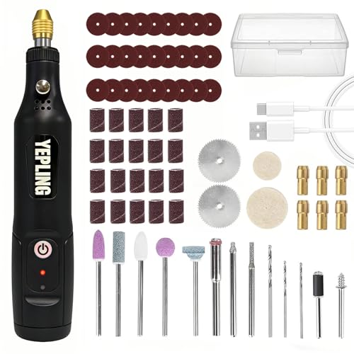 Cordless Rotary Tool, 3.7V Li-Ion 15000rpm Electric DIY Mini Polisher Kit, 72 Pieces Accessories USB Cordless Multi-Tool, Great for Nail Polishing and Light Work