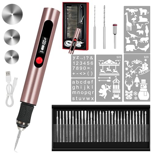 Engraving Pen,Lightweight Kit,35 Bits,3 Speed,Beginner-friendly Craft Tool - color: Pink