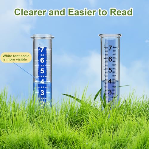 Rain Gauge Outdoor, 7" Freeze-Proof Rain Gauge Outdoor Best Rated, Large Clear White Numbers and Adjustable Height - Stylish and Practical Rain Measuring Tool for Garden, Lawn, Patio - size: 4-Section Rain gauge White