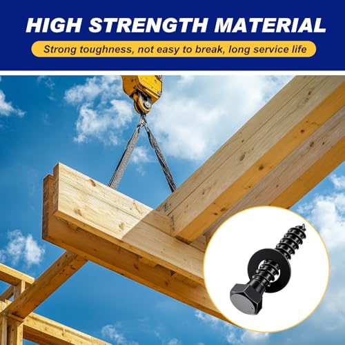 Zonon 50 Pcs 5/16" X 3" Hex Head Lag Screw Bolts Lag Screw Kit, Black - color: Black, size: 5/16" X 3"