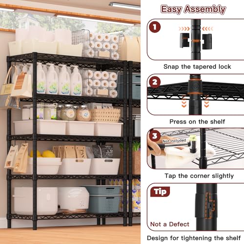 PrimeZone Wire Storage Shelves, 5-Tier Adjustable NSF Metal Shelving - size: 35.5"W x 14"D x 72"H