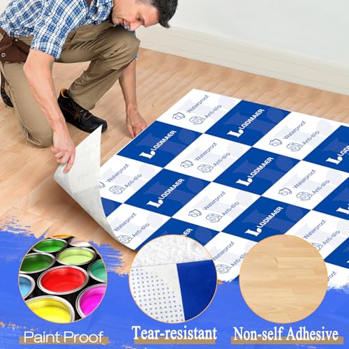 40inx100ft Heavy Duty Floor Protection Film, Reusable Cover Blue White - color: Blue and White, size: 40"x100ft(1x31m)