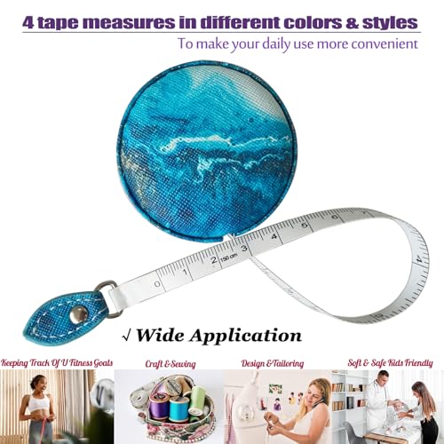 Tape Measure for Body Measuring Fabric Sewing Tailor Ruler Flexible Soft Pocket Small Mini Body Measurement Cloth Measuring Tape 60 Inch Premium Leather Retractable Tape Measure - color: Ocean Blue 1 pack