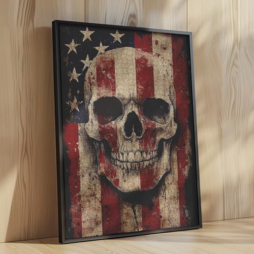 Terror Skull Skeleton 1000 Pieces Adult Jigsaw Puzzle,Graffiti American Flag Perfect for Fun Brain Puzzle Lovers Vibrant Illustrations and Quality Pieces Challenging and Relaxing Great Gift Idea - color: Artwork-05