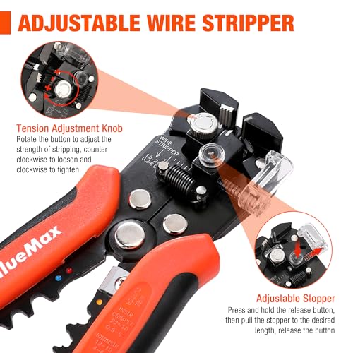 ValueMax 266PCS Wire Stripper Tool Kit, Self-adjusting 8" Automatic Wire Stripping Tool for AWG 10-24, 3-in-1 Automatic Wire Stripper/Cutter/Crimper, Universal Wire strippers for Electrical Work