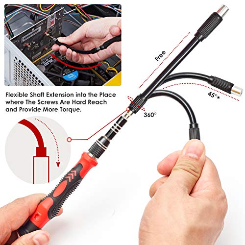 SHARDEN 122 in 1 Precision Screwdriver Set With CR-V Steel Bits(Red) - color: Red