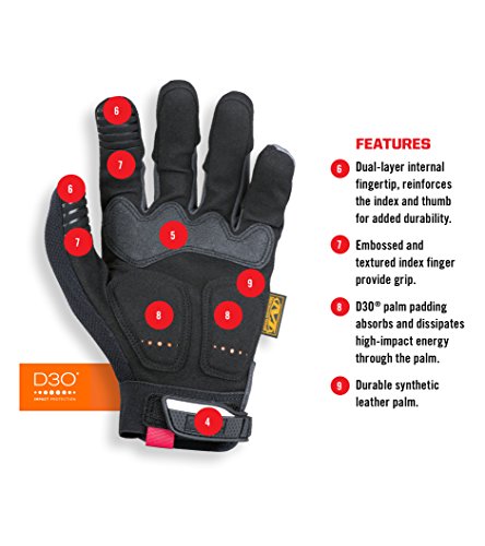 Mechanix Wear M-Pact Touchscreen Work Gloves, Large, Black - color: Black/Grey, size: Large
