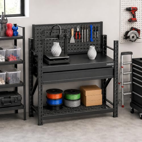 WORKPRO 50" Heavy Duty Workbench with Pegboard & Drawer - size: 50 inch
