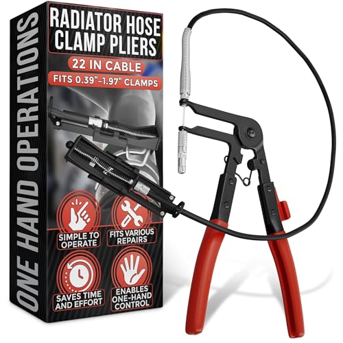 Flexible Hose Clamp Pliers, Fits 0.39"-1.37" Clamps, Carbon Steel Body - color: Black & Red Hose Clamp Tool