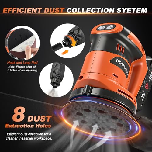 Cordless Random Orbital Sander 5 Inch Battery Powered Palm Sander