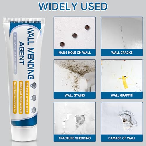 2 Pack Drywall Repair Kit, White Wall Mending Agent for Nail Holes, 100gx2