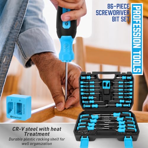 Amartisan 86-Piece Magnetic Screwdrivers Set with Case - style: 86-Piece Screwdrivers Set (Blue)