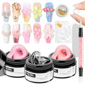 Sculpting Gel for 3D Nail Art Gel Non Stick Hand Solid Builder Gels | Hard Gel for Extension Carving Sculpting Beauty Nail Charms for Beginner and Salon DIY - color: Clear&Pink&Nude