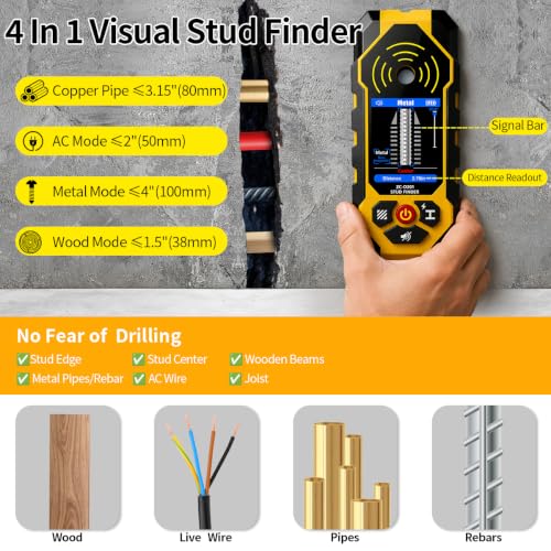 ZC-D201 Stud Finder Wall Scanner,2.4" Digital HD Screen Rechargeable