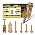 Self Drilling Drywall Anchors Kit, FIXLINK 200PCS 2 Sizes Sheetrock Anchors & 4 Sizes Screws, Zinc Plated Steel, No Drill or Holes in Wall, for TV, Wall Hanging, Cabinets - size: 4 Sizes 200 PCS