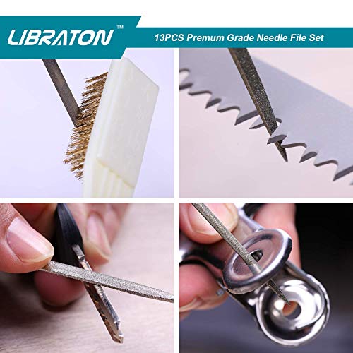 LIBRATON 13PCS Small Needle Files Set, 6 Carbon Steel & 6 Diamond File Set - style: Needle File-13PCS