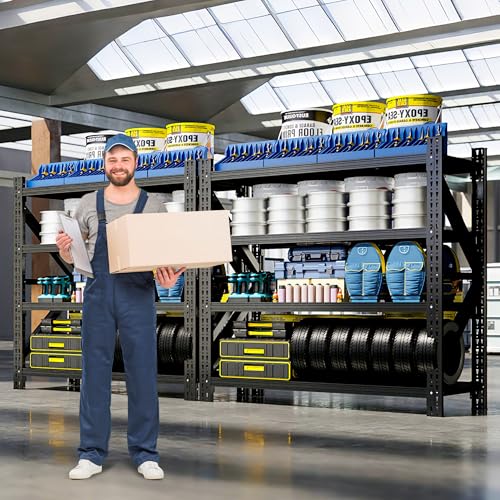 Heavy Duty Metal Shelving Units, Garage Shelves & Storage System - size: 67"W x 24"D x 63"H