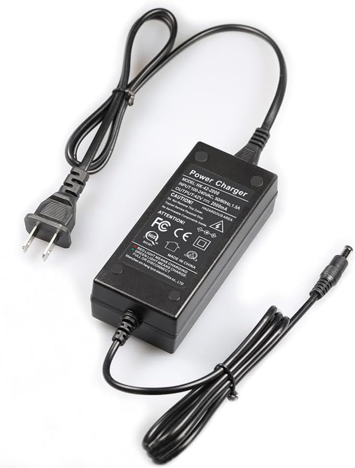 42V 2A DC Male Power Adapter for 36V Electric Bike Lithium Battery Charger,Escooter Ebike Battery Charger Connector Diameter 5.5mmx2.1mm/2.5mm