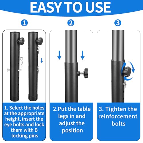 VinBee Folding Table Leg Extenders,Folding Table Risers,7-Levels Height Adjustable Risers for DIY & Office,Dining,Standing Desk 4Pack(7 Level 17.3 inch) - size: 17.3 inch(7 LEVELS)