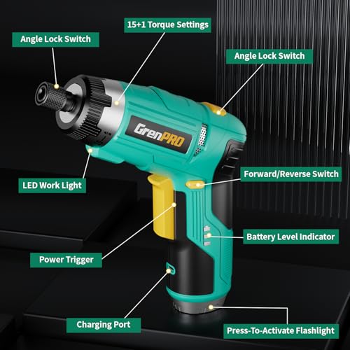 GRENPRO 3.6V Cordless Electric Screwdriver Set 44Pcs LED Light with Case