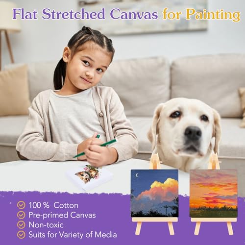 ESRICH Mini Canvases for Painting, Mini Canvas Bulk 200 Pack 2.4x2.4In, 2/5In Profile Small Square Canvas, Blank Canvases are Great for School Projects and Kids Birthday Parties, Home Decor Project. - size: 2.4x2.4in-200 Packs