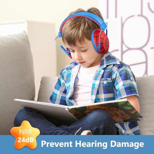ProCase Kids Noise Cancelling Headphones Ear Hearing Protection, Red - color: Red