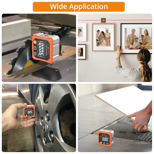 Neoteck 4-Side Magnetic Digital Angle Finder with Laser Class 2,<1mW Output