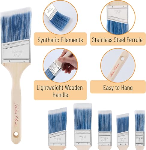 Bates- Paint Brushes, 2.5-Inch, 12 Pack Angle Brushes, Treated Wood Handle - color: Wood Handle Angle, size: 12 Pack, 2.5"