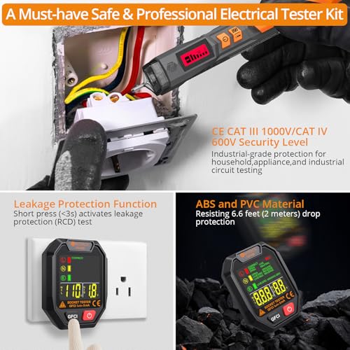 Neoteck 12V-1000V/48V-1000V Voltage Detector Pen and Receptacle Tester