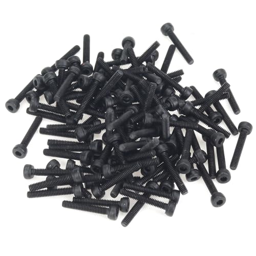 105 Pieces M2 x 12mm Socket Head Cap Screws, Thread Pitch 0.4mm, Sutemribor M2 Black Screws, 12.9 Grade Alloy Steel, Black Oxide Finish, Fully Threaded - size: M2 x 12mm, style: Socket Head