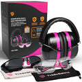 TradeSmart Shooting Ear Protection for Gun Range, NRR 28 Earmuffs & Eyewear - color: Clear+tint - Pink