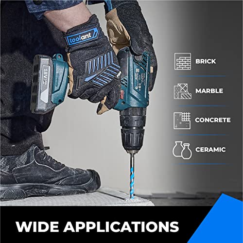 toolant 1/4" Concrete Drill Bit Set & Masonry Drill Bit Set, Shockproof Hex Shank Hammer Drill Bit Set for Glass/Brick/Plastic/Cement/Tile, Industrial Strength Carbide Drill Bit Tip 1/4" Box of 10 - size: 1/4" (10pcs)