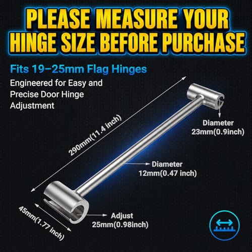 Hinges Gap Adjusting Wrench, Door Hinge Repair Tool, Upgraded Steel Double-ended Door Hinge Repair Wrench, Heavy-duty Door Hinge Adjustment Tool for Standard Round Bolts (0.748-0.99in) - size: 0.748-0.99in (1-pack)