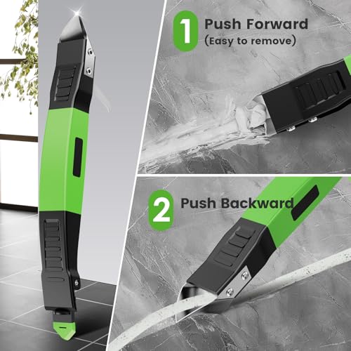 6 in 1 Silicone Caulking Tool Kit, Caulk Grout Remover Tool (Green) - color: Green